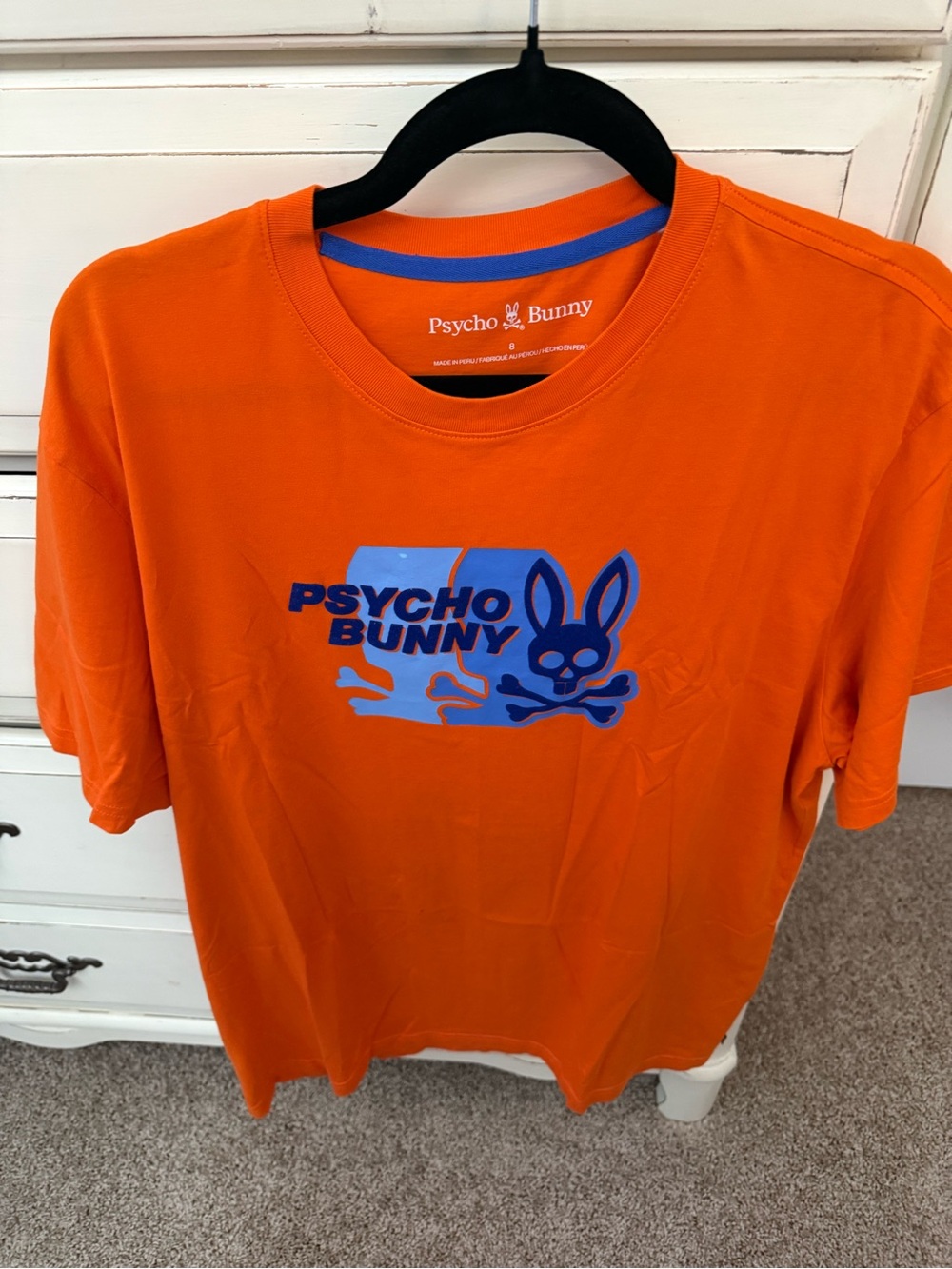 Psycho Bunny Orange Short-Sleeve Tee with Blue Logo